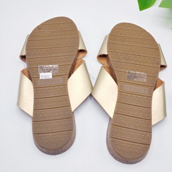 ESPRIT Gold Metallic Cross‎ Sandals 6M Vaca Sandals - Picture 5 of 7